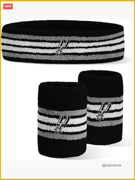 NBA White 3-Pack Headband & Wristband Combo Set NBA Officially Licensed Team Logo Headband & Wristband Combo Pack